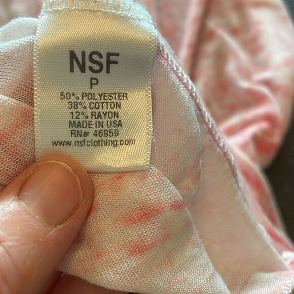NSF burnout T-shirt Pink scoop neckline size Petite - Picture 4 of 7